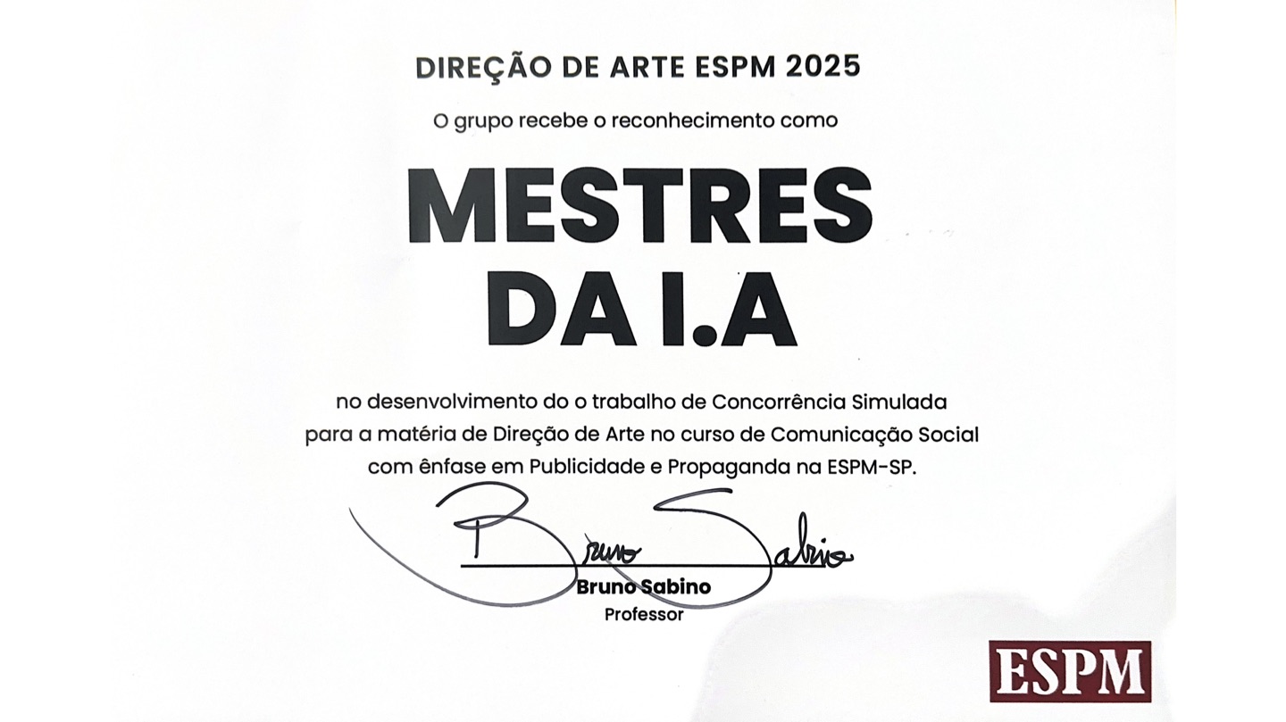 Certificado Mestres da I.A, Direção de Arte ESPM 2025